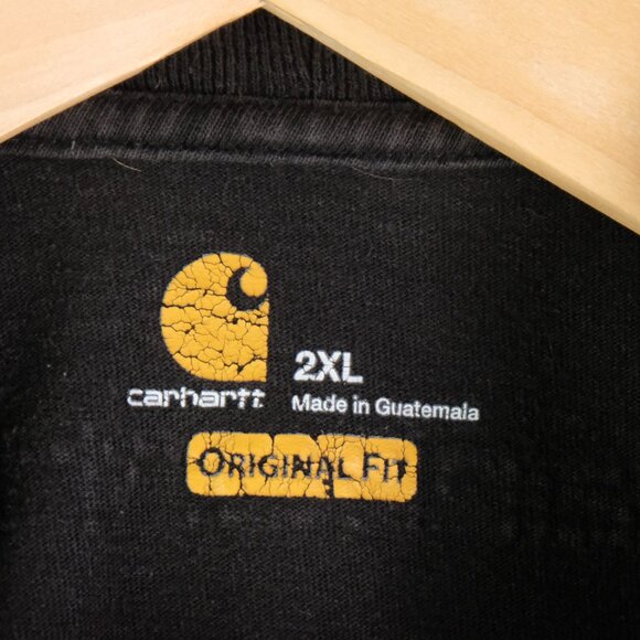 Carhartt T Shirt Mens 2Xl Xxl Black Spell Out Double Sided Short Sleeve Worn - Picture 5 of 7